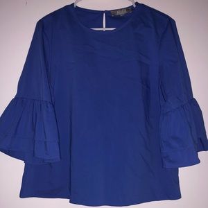 Blue Top with Ruffled Sleeves